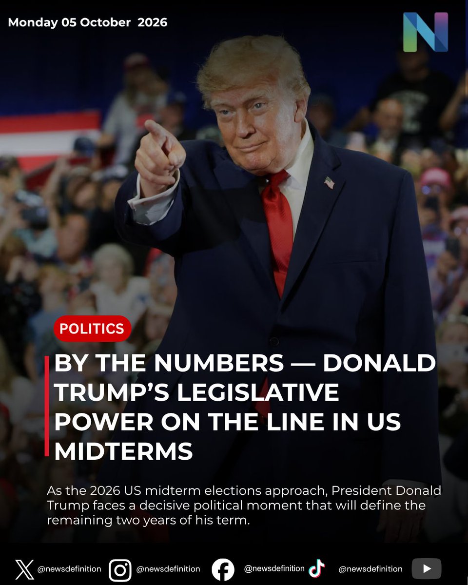 newsdefinition_'s tweet photo. Control of Congress and Donald Trump's legislative agenda hang in the balance ahead of the 2026 US midterms. 🇺🇸🗳️
The 5 key metrics shaping the battle for Capitol Hill below 👇
#NewsDefinition #USMidterms2026 #USPolitics #Trump #Congress https://t.co/sJNJYNCZ5p