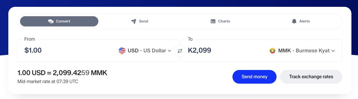 tomrblessings's tweet photo. @xe This is misleading. You guys should update it. In reality, 1 USD can be exchanged for around 4,300 MMK https://t.co/ugSlx6bCqH