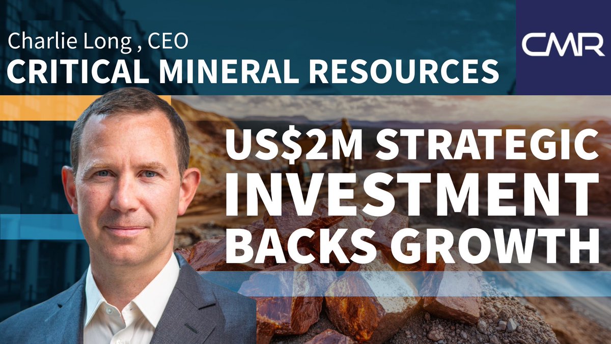 StockBoxMedia's tweet photo. Critical Mineral Resources Secures US$2M Strategic Investment from Nebari

@StockBoxMedia spoke to Charlie Long, CEO @CriticalMinRes following a US$2m strategic investment from Nebari Natural Resources.

Watch here: https://t.co/syQEgVW9ro

➡️ US$2.0m strategic investment to support resource definition, acquisitions, technical and development work at Agadir Melloul

➡️ Long-term financing relationship, including Nebari’s right of first refusal over future construction finance

➡️ Growth ambitions in Morocco, with CMR aiming to develop into a larger multi-asset mining business