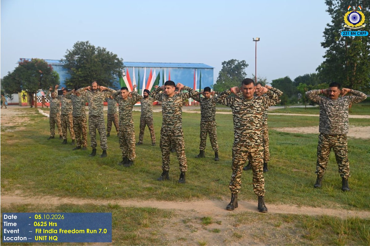231bnCrpf's tweet photo. Under #SpecialCampaign6.0 &amp; #FitIndiaFreedomRun 7.0, personnel of 231 BN led a cleanliness drive at HQ! 🧹🏃‍♂️✨
Championing a clean campus &amp; daily fitness as a way of life—healthy habits build a stronger nation! 🇮🇳💪🌿
#SwachhBharat #FitIndia https://t.co/r1sVsRih6T