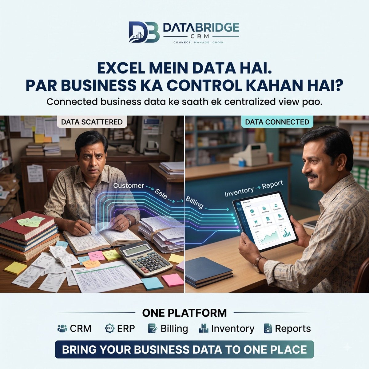 Databridge_crm's tweet photo. 📊 Scattered data? Get it all in one place!

CRM • ERP • Billing • Inventory • Reports 🚀

DataBridge CRM — Connect. Manage. Grow.

#DataBridgeCRM #CRM #BusinessGrowth https://t.co/ProIjsylL8