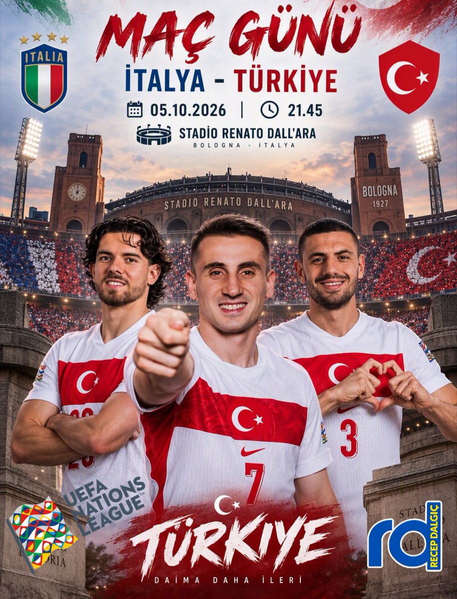 RecepDalgic57's tweet photo. UEFA ULUSLAR LİGİ 
İTALYA-TÜRKİYE 
05.10.2026 PAZARTESİ
 🕙 21.45
📺 ATV
#ITATUR #BizimÇocuklar #UEFANationsLeague https://t.co/oXHROQCR09