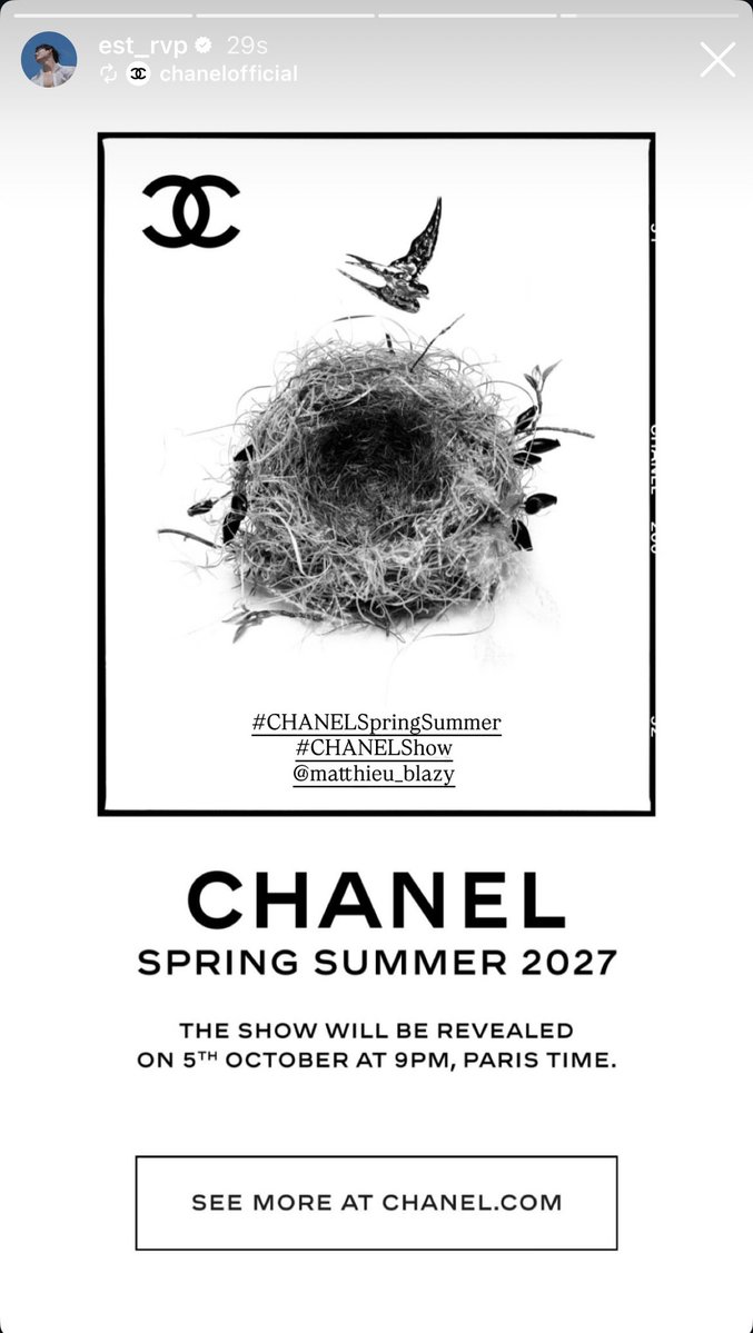 imnotblooming's tweet photo. น้องเอสมาแชร์ Chanel Spring-Sumer 2027 ถึงรอบนี้ไม่ได้ไป แต่เตรียมตัวดูออนไลน์แล้วค้าบ โชว์วันที่ 6 ตุลาคม เวลา 02:00 น. ตามเวลาประเทศไทย ⭐️🖤

#CHANELXEST @CHANEL 
#CHANELSpringSummer #CHANELShow
#est_rvp @EstRvp https://t.co/HhixWNMjpz
