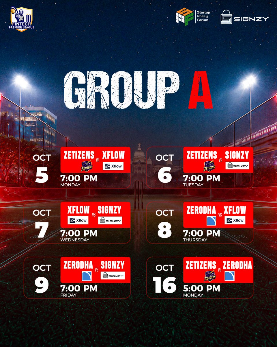 FintechOnPitch's tweet photo. The South gets its game plan 👀
Fixtures are revealed, matchups are set, and the stage is ready ⏩
Let the battle begin 💪

@SPF_India @TeamSignzy https://t.co/zQDmsVyTXE