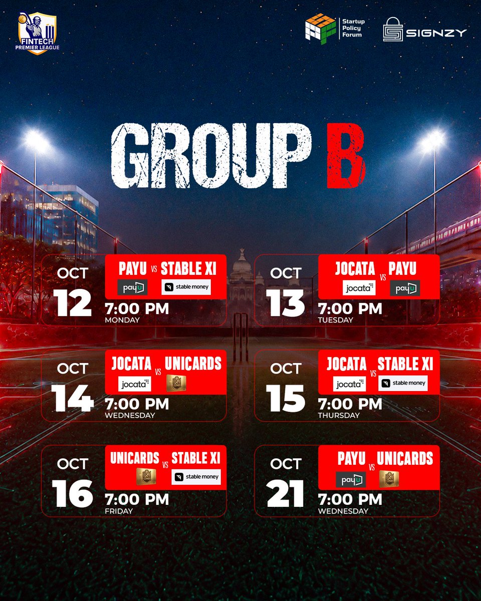 FintechOnPitch's tweet photo. The South gets its game plan 👀
Fixtures are revealed, matchups are set, and the stage is ready ⏩
Let the battle begin 💪

@SPF_India @TeamSignzy https://t.co/zQDmsVyTXE