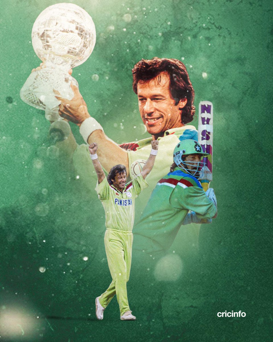 cricinfo's tweet photo. Pakistan's finest cricketer and one of the game's all-round greats, he led the country to World Cup glory in 1992 🏆

The legendary Imran Khan turns 74 today https://t.co/fyET5myPc9