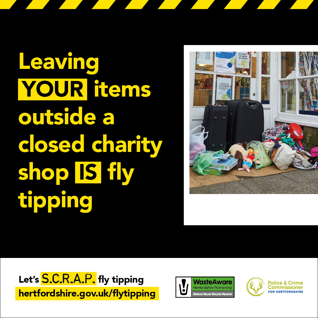 ThreeRiversDC's tweet photo. Getting ready for a spring clean? 🗑️
⚠️Did you know leaving bags outside a closed charity shop is fly-tipping and you can be fined or prosecuted for it?
Only take items to charity shops when they are open and accepting items in store.
#ThreeRivers #SCRAPFlyTipping https://t.co/mkN4070AEO