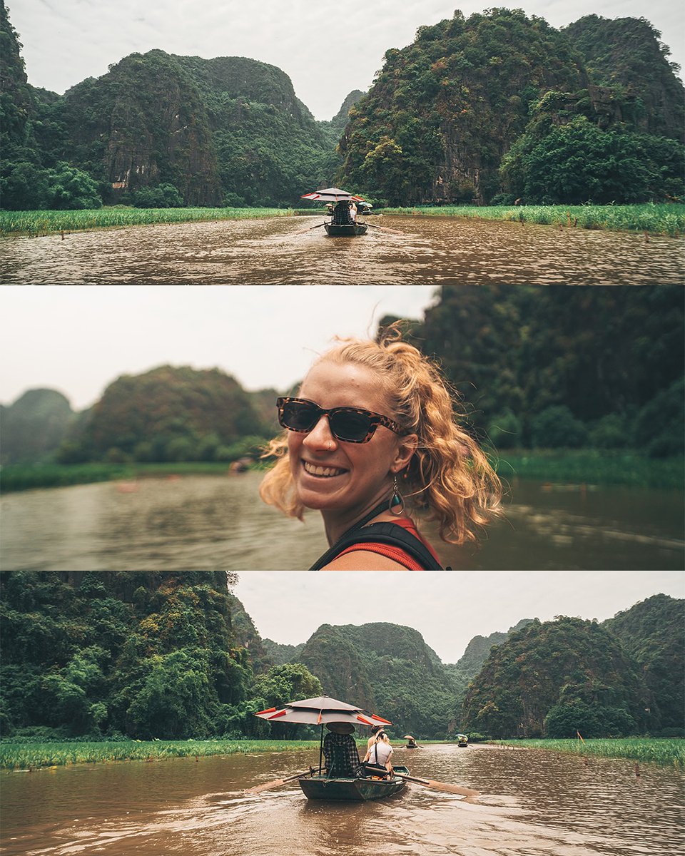 AnnaBelmonts's tweet photo. The Tam Coc boat ride in Ninh Binh is absolutely worth it. Cruise past limestone cliffs, through caves, and watch locals row with their feet. A must-do for anyone visiting Vietnam. https://t.co/LURx6BGnJ5