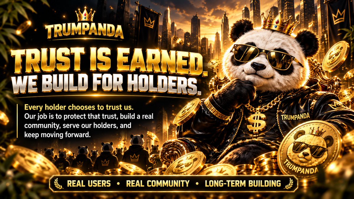 TRUMPANDAS's tweet photo. Every TRUMPANDA holder is choosing to trust us.

Our job is simple:
Protect that trust.
Build a real community.
Serve our holders.
Keep moving forward.

We are responsible for every person who believes in TRUMPANDA. 🐼 https://t.co/y9FBMXCDDv