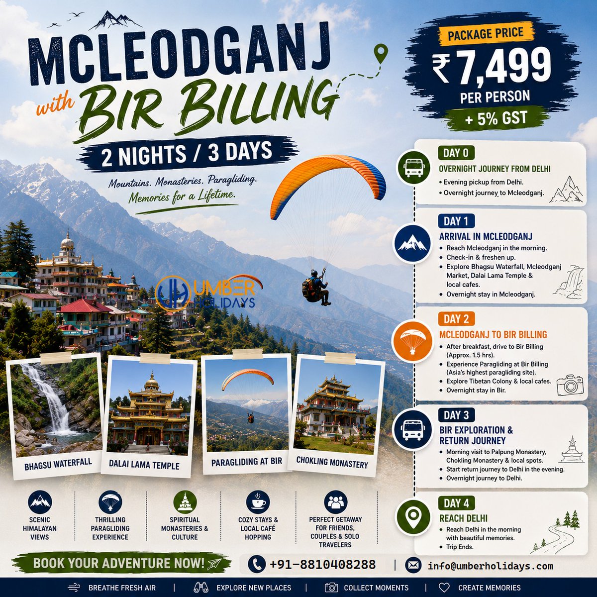 nabelrodriguez's tweet photo. McLeodganj &amp; Bir Billing Combo Tour from Delhi: 2N/3D weekend escape with Triund Trek, paragliding, Tibetan monasteries, Himalayan cafes, and stunning views. https://t.co/xXR9p9wLpO
