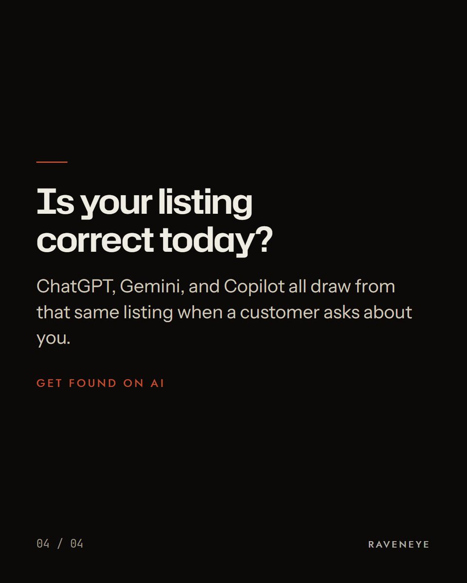 Raveneyeglobal's tweet photo. Someone asks ChatGPT for a table tonight. Your OpenTable listing helps it answer.

In August, OpenTable said they now connect to ChatGPT, Gemini, Copilot, and more AI assistants.

One listing is now working in many places. Check today if yours is correct.

#aisearch https://t.co/mcwkHVfyNU