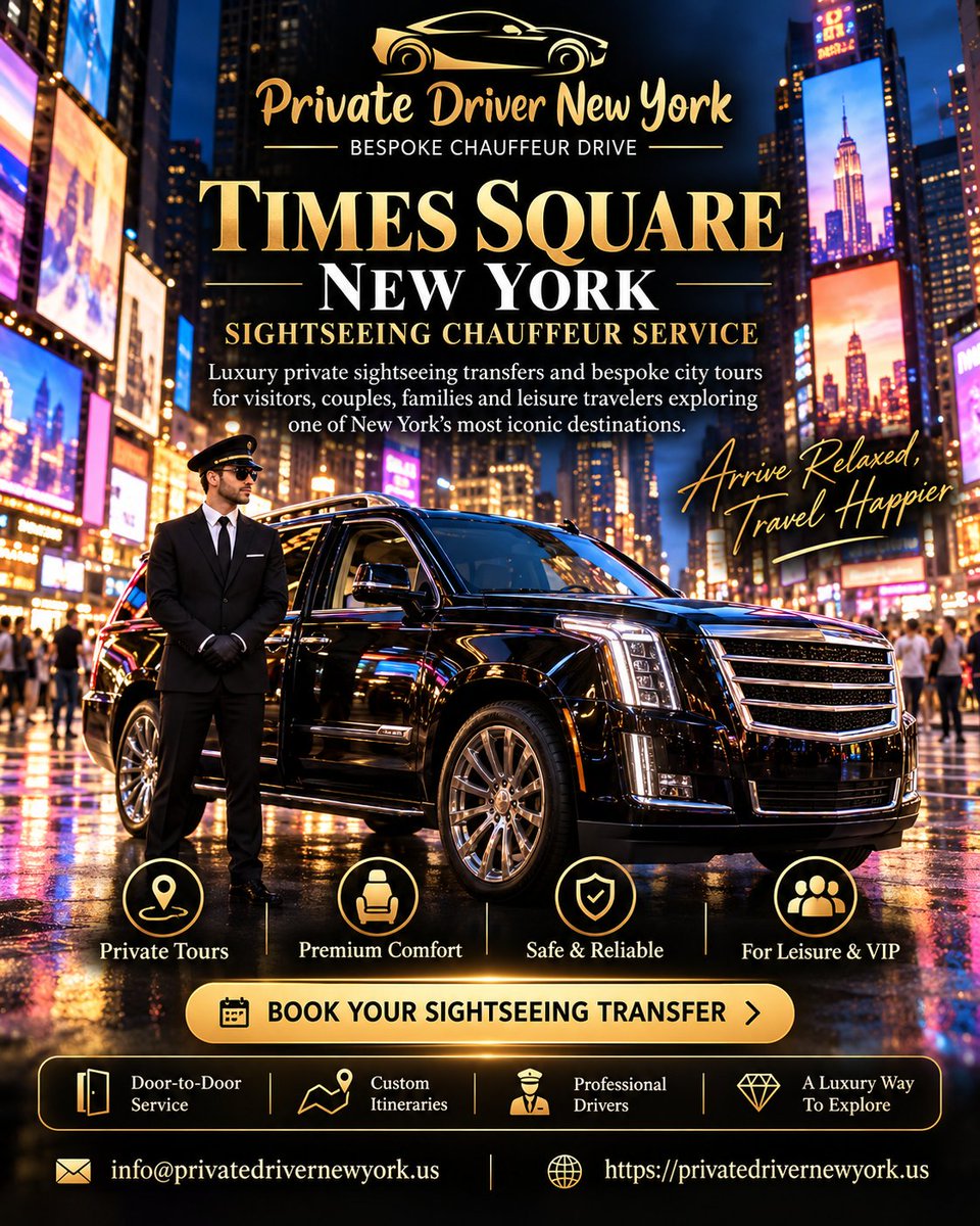 privatedriverNY's tweet photo. Explore New York in comfort with Private Driver New York.

✓ Private chauffeur
✓ Door-to-door service
✓ Custom itineraries
✓ Premium comfort
✓ Professional drivers

🌐https://t.co/2BXxTZiBTb
📧info@privatedrivernewyork.us

#TimesSquare #PrivateDriverNewYork https://t.co/IRYJN6a0RM