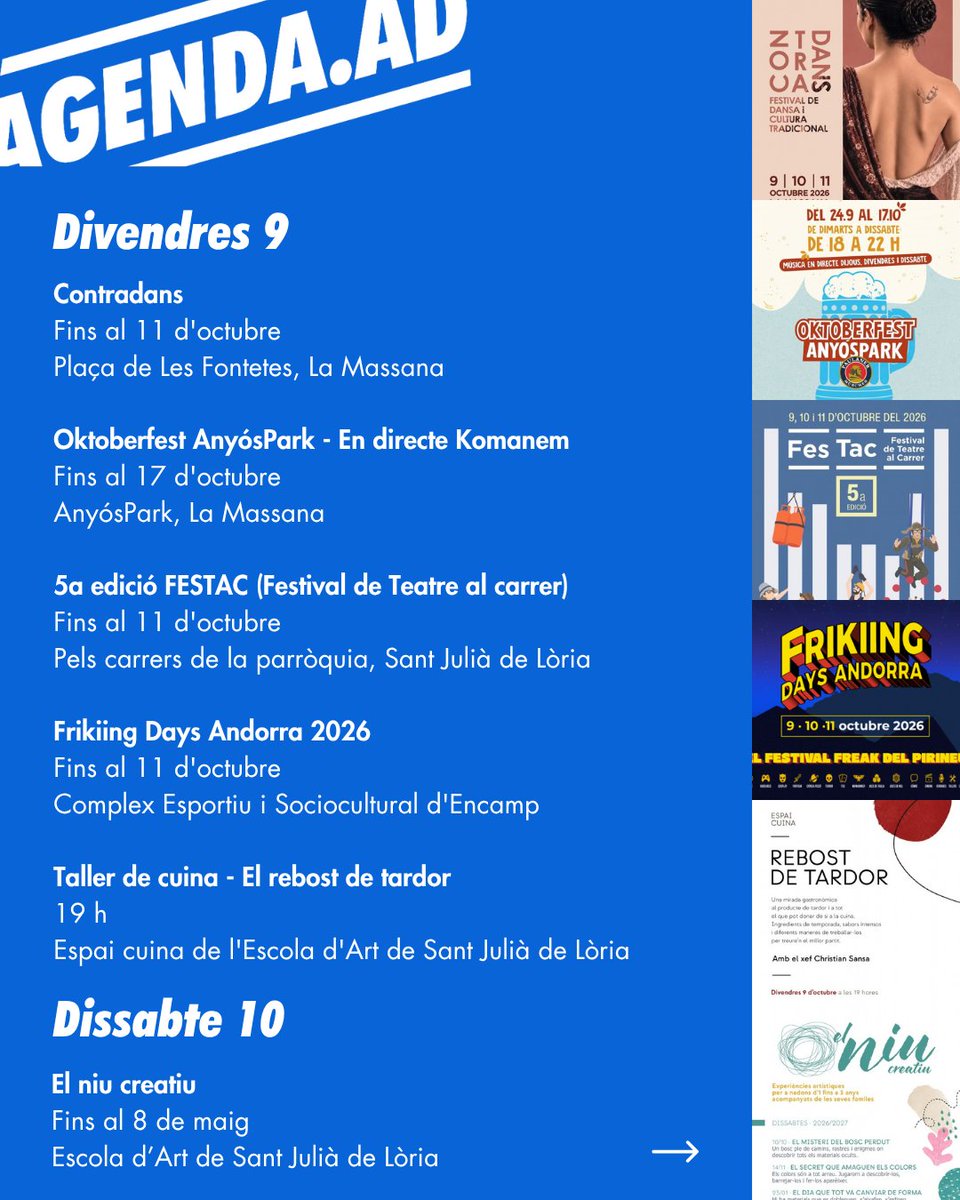 AgendaAD's tweet photo. @GovernAndorra @canillo_andorra @ComuEncamp @ordinoesviu @comudelamassana @AndorraCapital @comusantjulia @comuee @andorraworld_ad Tota la informació 👉 https://t.co/YmjQAbT0gt https://t.co/LIptcCU47t