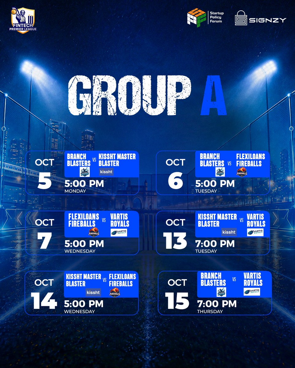 FintechOnPitch's tweet photo. The West is ready to roll 🏏

The fixtures are out! 📆 

Now the countdown to game time begins ⏳

@SPF_India @TeamSignzy https://t.co/O28qyZQ16C