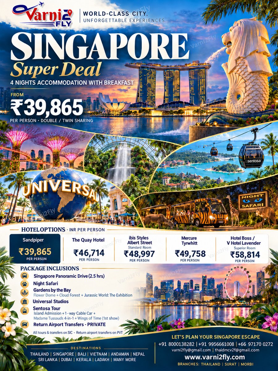 adimadicelma's tweet photo. Singapore on your saved list? Make it happen from ₹39, 865 per person. Enjoy 4 nights with breakfast, Universal Studios, Gardens by the Bay, Night Safari, Sentosa, city tour and private airport transfers. DM “SINGAPORE” with your travel month and https://t.co/f1HT6vULsC