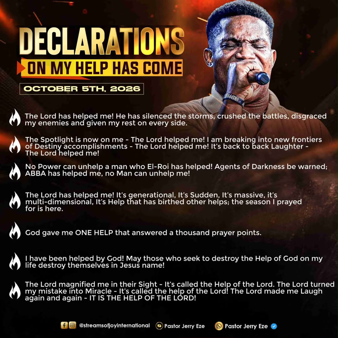 Ta1wo1's tweet photo. 𝗡𝗦𝗣𝗣𝗗 𝗗𝗔𝗜𝗟𝗬 𝗔𝗟𝗘𝗥𝗧_𝟬𝟱-𝟭𝟬-𝟮𝟬𝟮𝟲_
MY HELP HAS COME!
WHAT GOD CANNOT DO DOES NOT EXIST!!

#NSPPD #7AMFIREPRAYERS
#PASTORJERRYEZE

Pray Here👇
https://t.co/ElWtJrr9Bs

Watch the testimonies.
Share 🙏

Specific Playlist 👉
https://t.co/NroeVpSLhH

#MyHelpHasCome https://t.co/oMktorPm8W