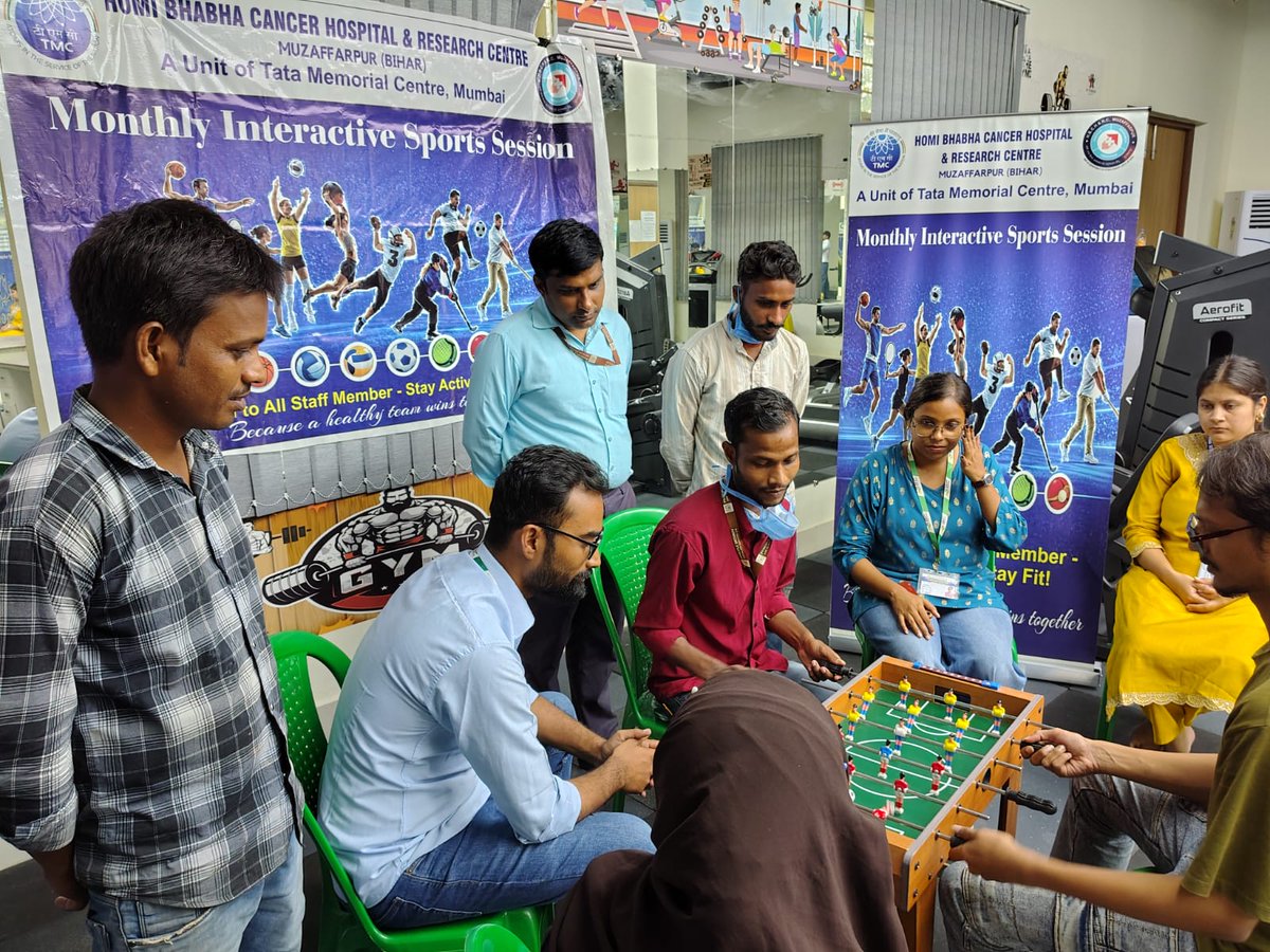HBCHRC_Bihar's tweet photo. Excitement, Energy, and Team Spirit at HBCH&amp;RC Muzaffarpur!⚽🎉

As part of our ongoing monthly sports initiative, Homi Bhabha Cancer Hospital &amp; Research Centre, Muzaffarpur, organized an action-packed Fussball Tournament on 29th September 2026 at the Hospital Gym.

Staff members https://t.co/Yx2x7W9UyD