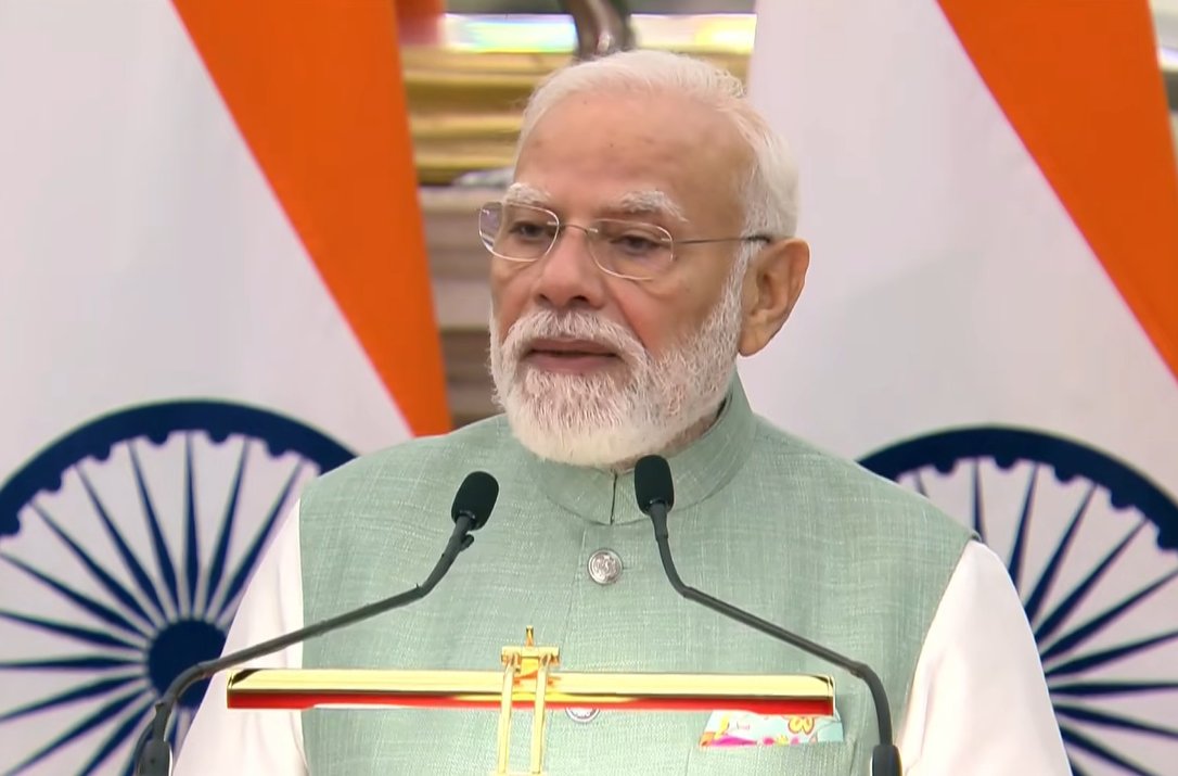 BJP4India's tweet photo. India and Switzerland both believe in democratic values, the rule of law, dialogue and diplomacy for global peace and stability.

Be it Ukraine or West Asia, India has always supported peace efforts.

We also believe that to address global challenges, reforms are needed in global institutions.

- PM @narendramodi