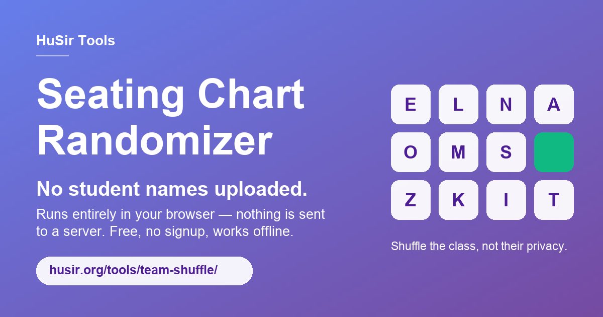 HuSir23's tweet photo. I'm 58, I can't write code, and I've built 75 free browser tools.
The one teachers keep using: a seating chart randomizer that never uploads your students' names. It all runs in the browser — no account, no ads.
Free: https://t.co/PpxWL4oyFK https://t.co/DVY7Rudvvy