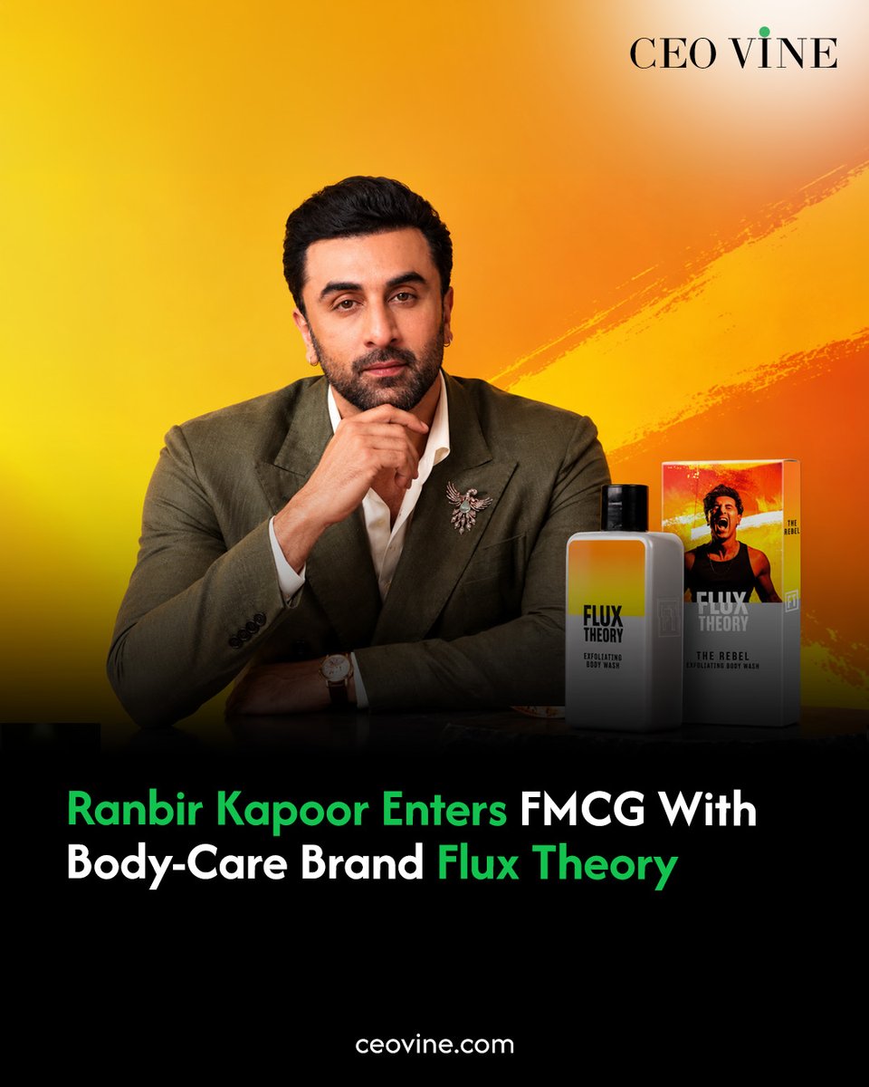 CeoVine's tweet photo. Actor Ranbir Kapoor has entered India’s FMCG sector as the founder of Flux Theory, a new shower & body-care brand launched with entrepreneur Advay Jhunjhunwala & venture-building platform Think9.
Read more: https://t.co/bAZTAWi8Yk
#RanbirKapoor #FluxTheory #FMCG #CEOVINE https://t.co/6m9YDO8qgj
