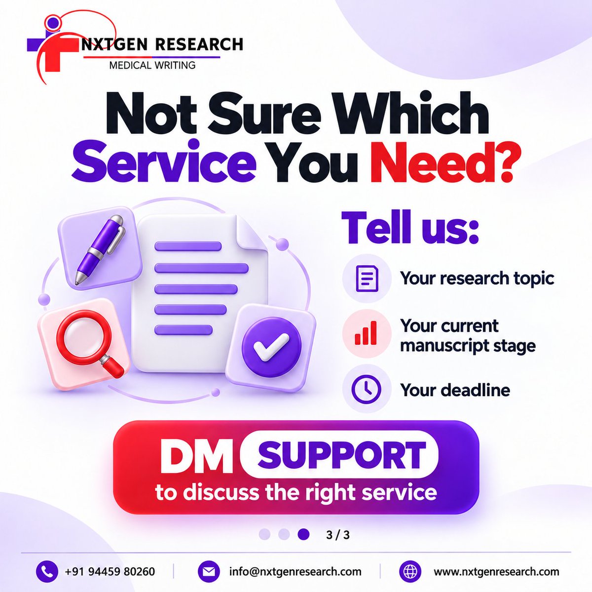 NxGenResearch's tweet photo. Writing, editing or proofreading? 📝
✍️Develop your manuscript
🔍Strengthen your draft
✅Check final details
Swipe through our comparison.
DM SUPPORT with your topic, draft stage and deadline.

📞 +91 94459 80260
🌐 https://t.co/XGsFToZtDt
📧 info@nxtgenresearch.com https://t.co/xCrSBuURdh