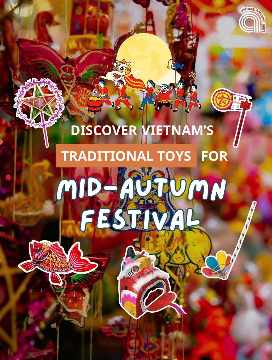 PintoJoaquin's tweet photo. A glimpse into Vietnam’s Mid-Autumn Festival traditions: colorful star lanterns, paper masks, and lion dance figures. Handmade and full of childhood memories, these traditional toys make meaningful souvenirs to bring home. https://t.co/AnkMbpvy8O