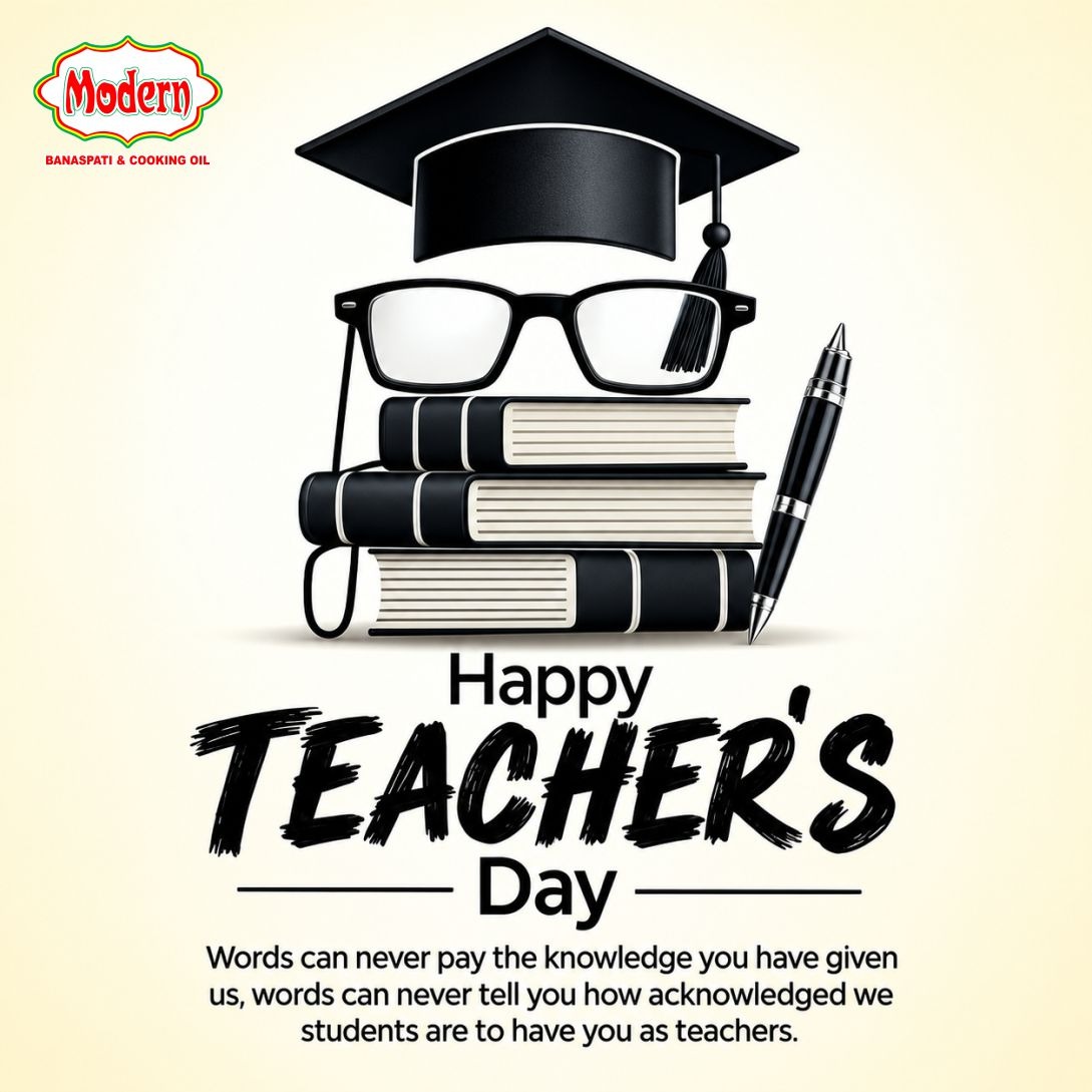 ModernBanaspati's tweet photo. Happy Teacher’s Day 

To all the amazing teachers who inspire, guide, and shape the future  thank you for your dedication and wisdom.

Happy Teacher’s Day!
 From Modern Banaspati &amp; Cooking Oil
#HappyTeachersDay #TeachersDay #ModernBanaspati #ModernCookingOil #ThankYouTeachers https://t.co/Lf4o5plEv9