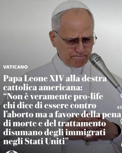 PaoloBersani9's tweet photo. @Italo_Bocchino @1giornodapecora @unomattina @mattino5 @MediasetTgcom24 @ilmessaggeroit
Da #PapaLeone la definitiva bocciatura dell'ipocrita #destra falso-cristiana nel mondo, anche di quella della furbetta .@giorgiameloni e dei suoi scagnozzi. https://t.co/dC5LOxXnyT