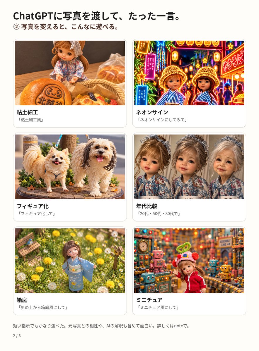 tkmi935's tweet photo. ChatGPTで
流行りの
写真加工やってみた！

加工後の全画面画像は、
プロフからnoteへ！

#ChatGPT #ChatGPT写真加工 https://t.co/pQVHtbZmLu