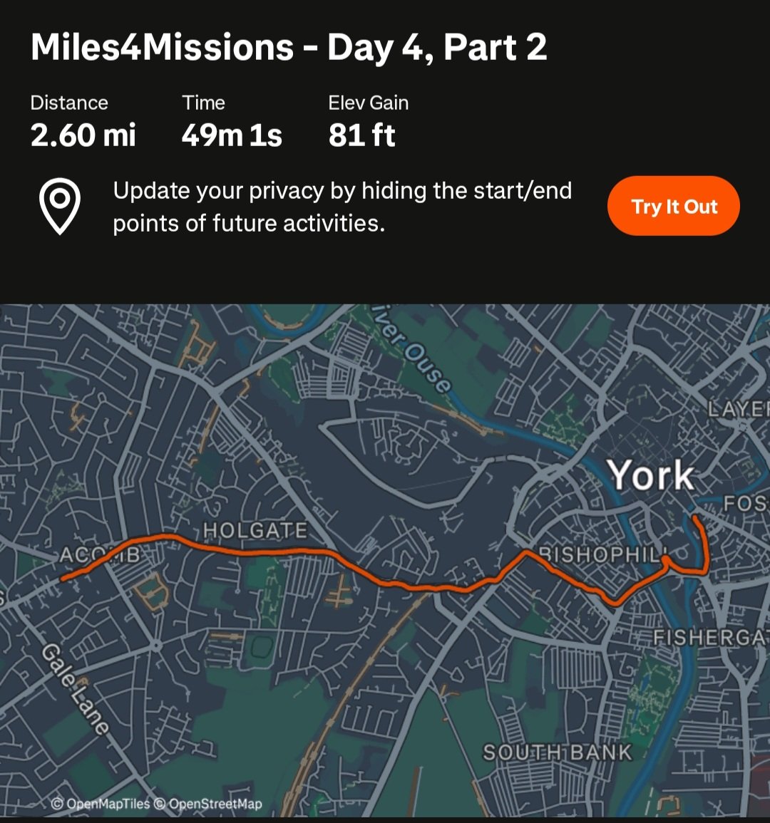 benji_squared's tweet photo. Miles4Missions Day 4 - Belated post, but 5 miles was a nice easy one in comparison, and being in York for the day yesterday made this a nice easy one to achieve!

https://t.co/Pz7bvFIvNE https://t.co/Jg4NnTDJEd