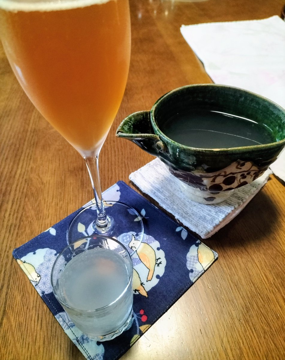jun3_n's tweet photo. 今夜は開運の愛山　無濾過純米　
生にごり酒、旨味が凄い
ビールはサントリーのマスターズ
ドリーム　梅子黄 https://t.co/hSt7Tyq9Nh