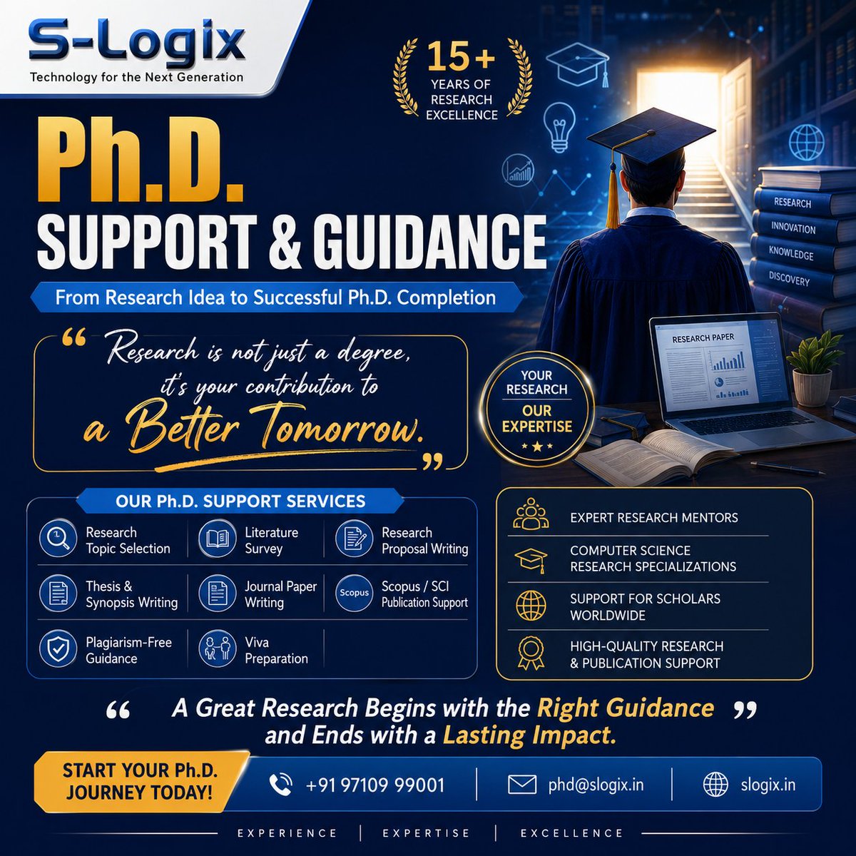 SlogixAdmin's tweet photo. ๐๐ฌ START YOUR Ph.D. JOURNEY WITH THE RIGHT GUIDANCE!
Research topics, proposals, thesis writing, journal papers, Scopus/SCI support & viva preparation.
๐ Computer Science Research Support
๐ +91 97109 99001 | ๐ https://t.co/wMqMom4UAE
#PhD #Research #PhDResearch #SLogix https://t.co/zjI1NtiCEq