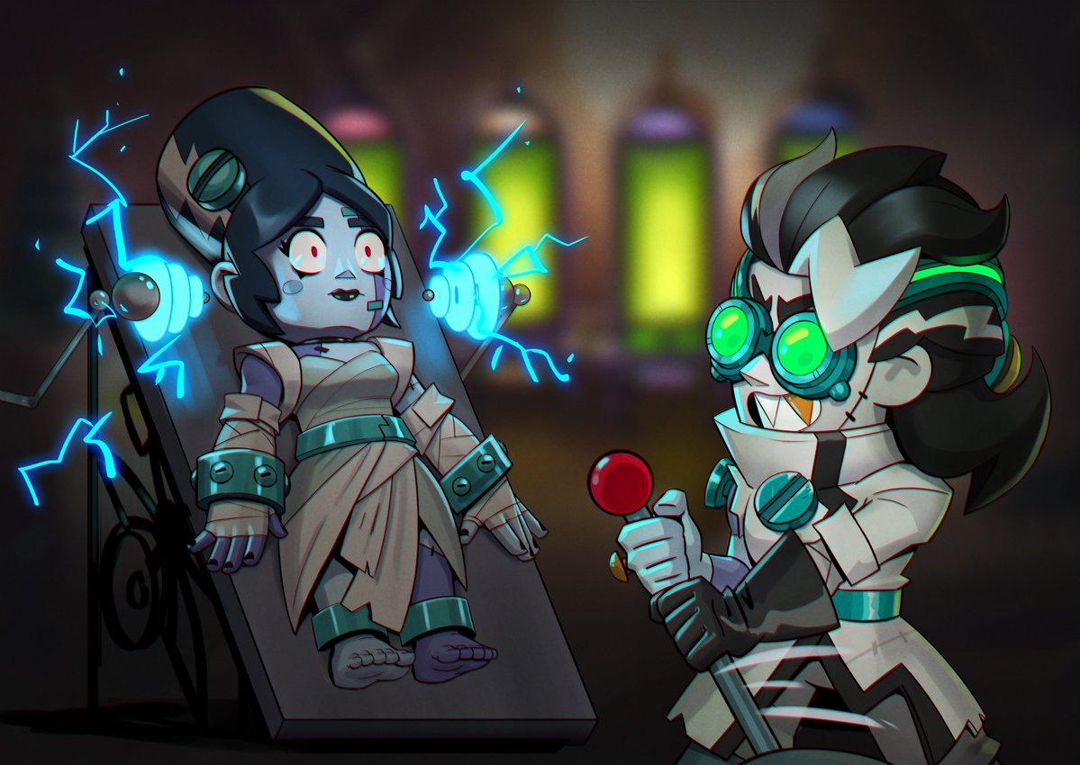 BrawlStars's tweet photo. Take notes from Dr. Bellenstein so maybe you'll finally get yourself a girlfriend 🧟‍♀️🖤 

Unlock the Laboratory with 3 wins, discover all the clues and complete it to earn a Chaos Drop… and maybe something else? ⚡️ https://t.co/L2HurXx3wH