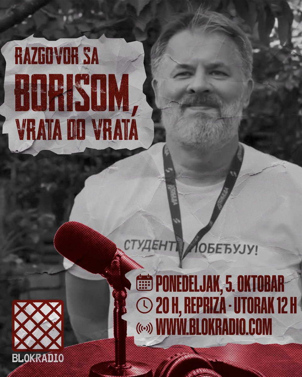 blok_radio's tweet photo. Danas u 20h na naša vrata dolazi Boris, volonter akcije od vrata do vrata. @deus_exmahina

Boris će nam ispričati svoja iskustva, podeliti najzanimljivije priče i pozvati sve vas da se uključite u popularni VDV. https://t.co/6i1uzs2zm0
