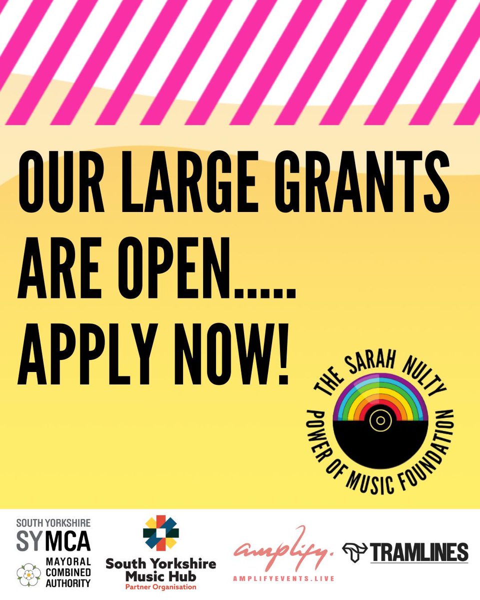 bemorenulty's tweet photo. Applications for our 12th round of large grants are NOW OPEN 🚨 We’re offering grants up to £2000 to support individuals &amp; organisations in South Yorkshire who use music to improve lives. 

https://t.co/GVZPok2ce6

#Sheffield #Barnsley #Rotherham #Doncaster @helpsheffield https://t.co/sxkvpzpRl7