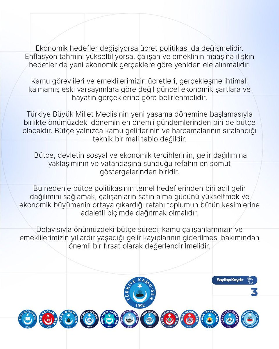 OnderKahveci's tweet photo. “ENFLASYON YÜKSEK SEYRİNİ KORUYOR, TAHMİNLER YÜKSELİYOR AMA MAAŞLAR AYNI KALIYOR”

🔴TÜİK tarafından açıklanan verilere göre eylül ayında enflasyon %1,84 olarak gerçekleşmiş, yıllık enflasyon ise %29,73 seviyesinde oluşmuştur. Yılın ikinci yarısının henüz ilk üç ayında kümülatif enflasyonun %5,6’ya ulaşmış olması, kamu görevlileri ve emeklilerimizin maaşlarına temmuz ayında yapılan %7’lik artışın büyük ölçüde eridiğini göstermektedir.

🔴Yıllık enflasyonun hâlâ %29,73 gibi son derece yüksek bir seviyede seyretmesi, hayat pahalılığının aile bütçeleri üzerindeki baskısının bütün ağırlığıyla devam ettiğinin göstergesidir. Üstelik dar ve sabit gelirliler açısından mesele yalnızca ortalama enflasyon rakamlarından ibaret değildir. Gıda, kira, ulaşım, eğitim ve temel ihtiyaçlarda yaşanan fiyat artışları, kamu çalışanlarımızın ve emeklilerimizin günlük hayatında açıklanan ortalama rakamların çok ötesinde hissedilmektedir.
Gelinen noktada ekonomik gelişmeler, kamu görevlileri ve emeklilerimizin maaşlarının yeniden değerlendirilmesini zorunlu hâle getirmiştir….
⤵️⤵️⤵️