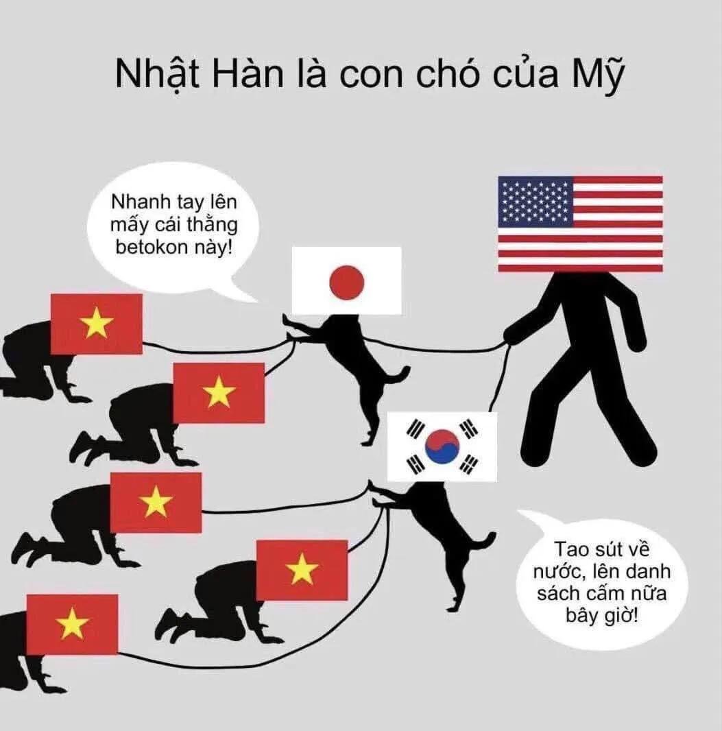 HarryNguyexdhj's tweet photo. @VietPhiTrung Tộc cối càng chửi Nhật, Hàn, Mỹ thì càng tự tay bóp dé mà thôi https://t.co/vevVX0cs1U