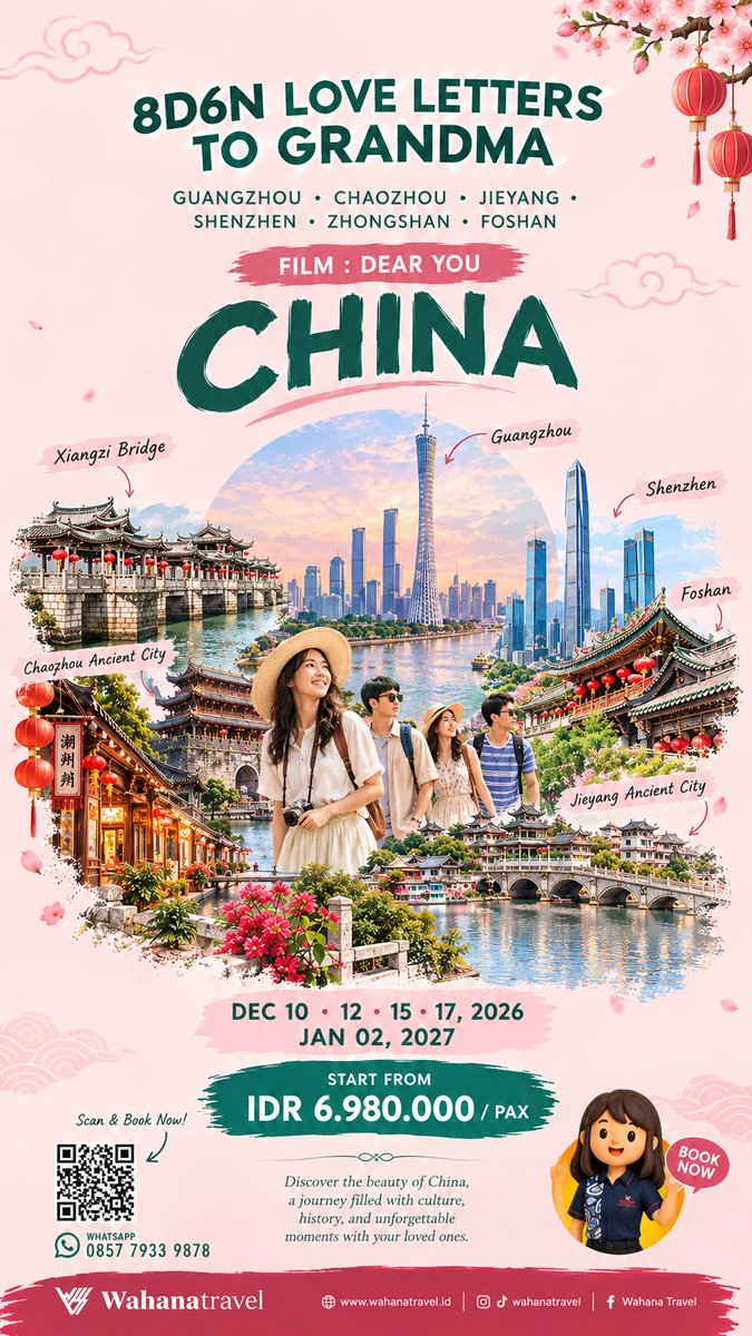MiiMii3323's tweet photo. 8 hari, 6 kota, satu perjalanan! Jelajahi Guangzhou, Chaozhou, Jieyang, Shenzhen, Zhongshan, dan Foshan. Nikmati perpaduan kota modern, budaya tradisional, Chaozhou Ancient City, hingga Xiangzi Bridge. Mulai IDR 6. 980. 000/pax. https://t.co/94cSwpcKMx