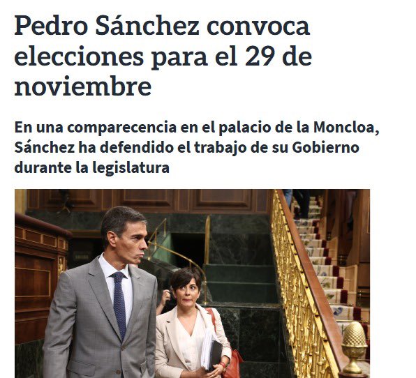 albertocatalanh's tweet photo. Sánchez convoca elecciones porque ya no puede esconder más su fracaso y corrupción.

Después de años de bloqueo, cesiones indecentes, ha convertido la política en una permanente negociación por su supervivencia

Ahora hablan los españoles. Y eso siempre es una buena noticia. https://t.co/D4K8PPVOHb
