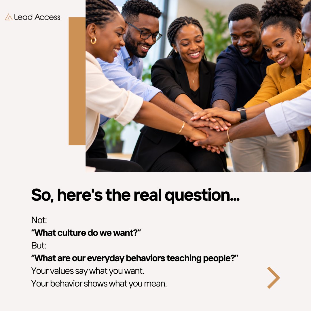 leadaccessnow's tweet photo. A strong company culture doesn’t happen by accident.

What kind of culture are you building?

Looking to strengthen your organisation and its people? 
Contact us through our website. Link in bio.

#LeadershipLens #CompanyCulture #Leadership #WorkplaceCulture #LeadAccess https://t.co/p5ml2ZHb74