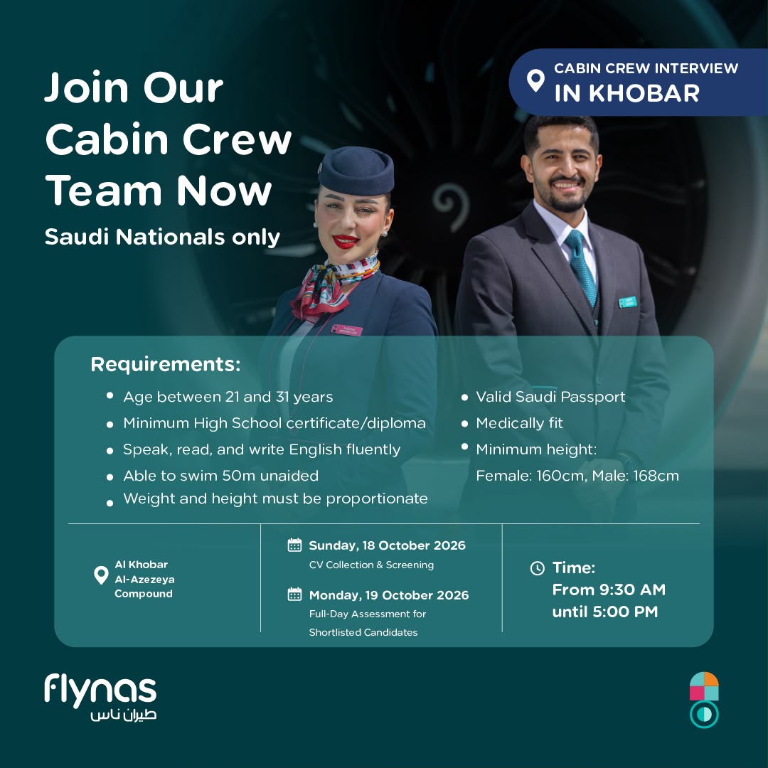 flynas's tweet photo. #flynas is excited to announce that applications are now open to join the region’s leading low-cost airline cabin crew ✈️

📍
https://t.co/J1nFMnvQLk https://t.co/Lffud7vxR4