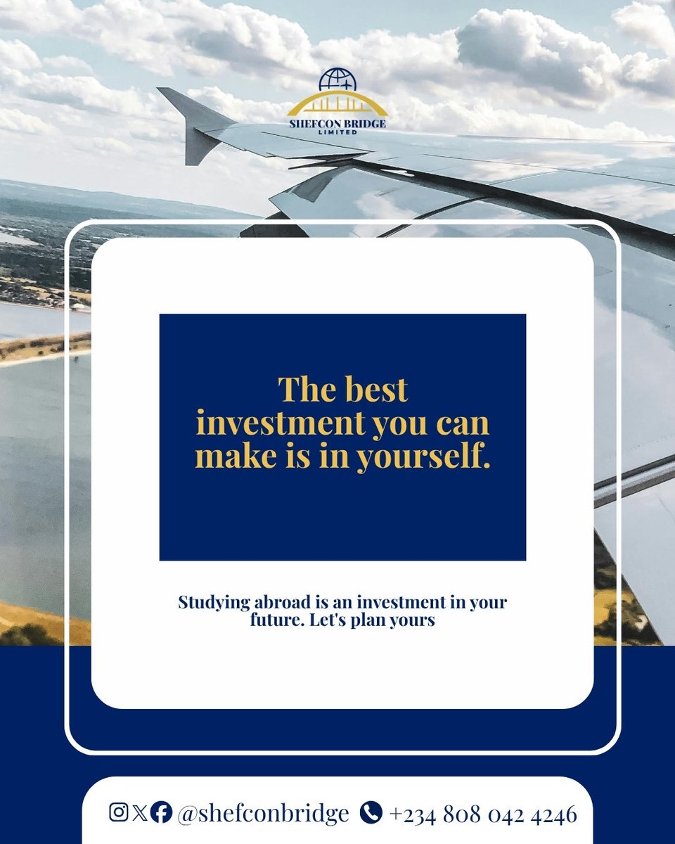 Shefconbridge's tweet photo. Investing in yourself today can open doors to opportunities tomorrow.

Studying abroad is more than earning a degree; it’s about gaining global exposure, building valuable skills, and creating a future with more possibilities. https://t.co/bfUh6fY16B