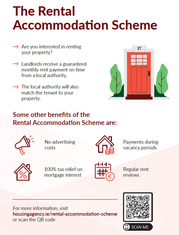 KildareCoCo's tweet photo. We are looking for additional properties for the Rental Accommodation Scheme.

Landlords participating in the Rental Accommodation Scheme can benefit from guaranteed monthly payment, long term tenancy agreements and more.

More info: https://t.co/Neyu2fym8r

#Kildare #YourCouncil https://t.co/3NndctPjWu