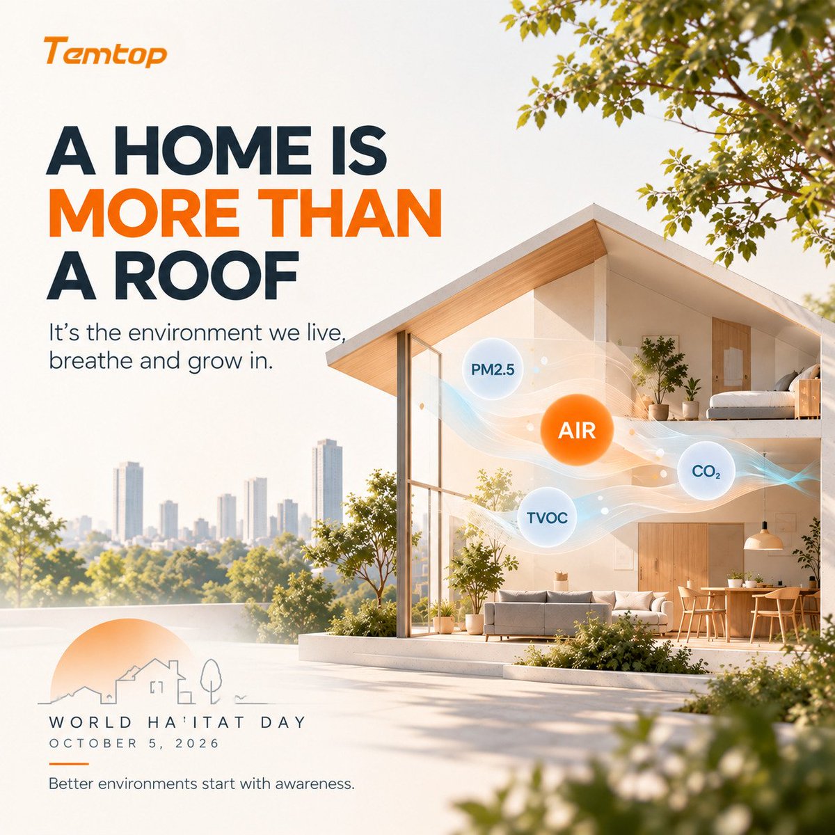 temtopus48285's tweet photo. 🌎 World Habitat Day · October 5, 2026

At Temtop, we believe the first step toward a better indoor environment is knowing what’s happening in the air around you.

Measure it. Understand it. Make your space better.

#WorldHabitatDay #IndoorAirQuality #HealthyHome #AirQuality https://t.co/MlIjtVrz0U