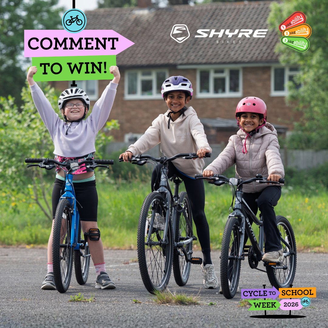 BikeabilityUK's tweet photo. WIN A CYCLE WORTH UP TO £379.99! 🚲 🎉

This #CycleToSchoolWeek, for your chance to #WIN a brand new children's bike:

✅ Follow @BikeabilityUK &amp; @Shyrebikes
❤️ Like 🔁 Repost
💬 Tell us: What would make cycling to school easier for your family?

Entries close 11 Oct. T&amp;Cs apply. https://t.co/akC7xvnKlO