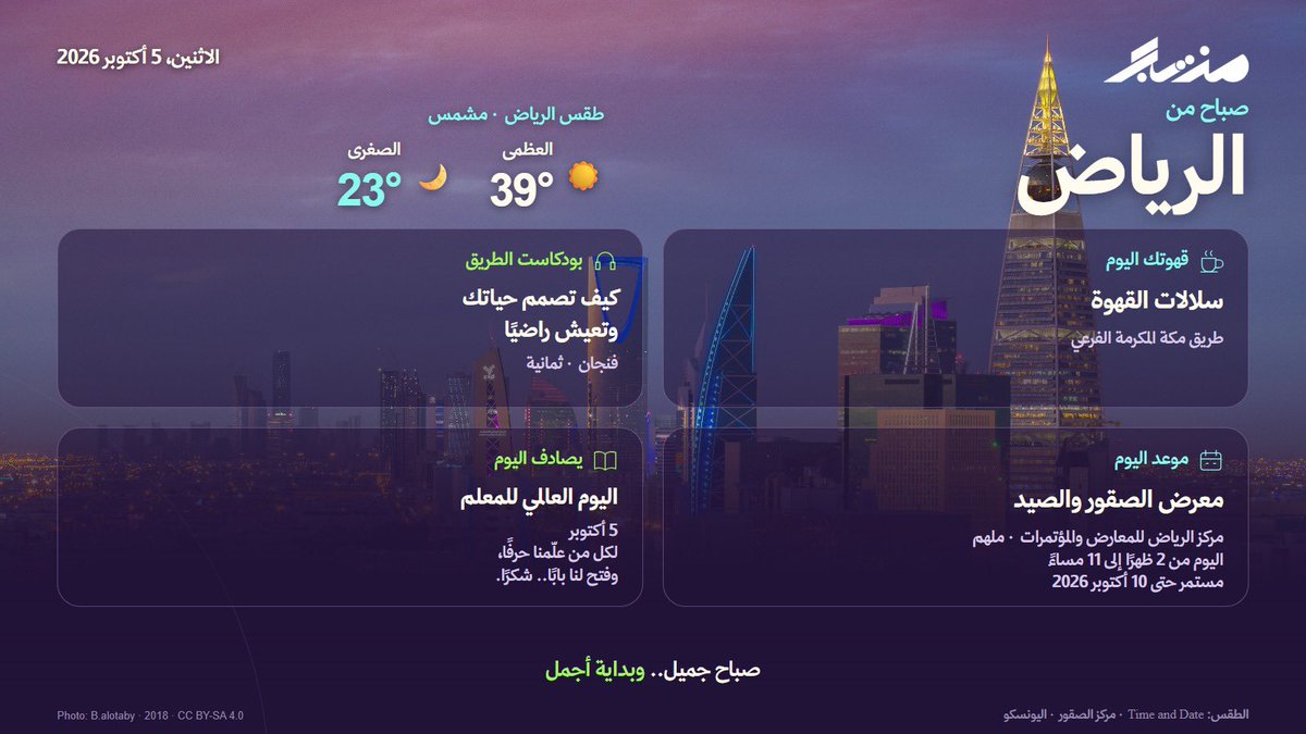 mazeejnet's tweet photo. صباح من قلب الرياض ☀️ 
قهوة، وبودكاست، وبداية حلوة ☕️🎧
وفي يوم المعلم.. شكرًا لكل من علّمنا 🤍 https://t.co/JrRx32J4EU