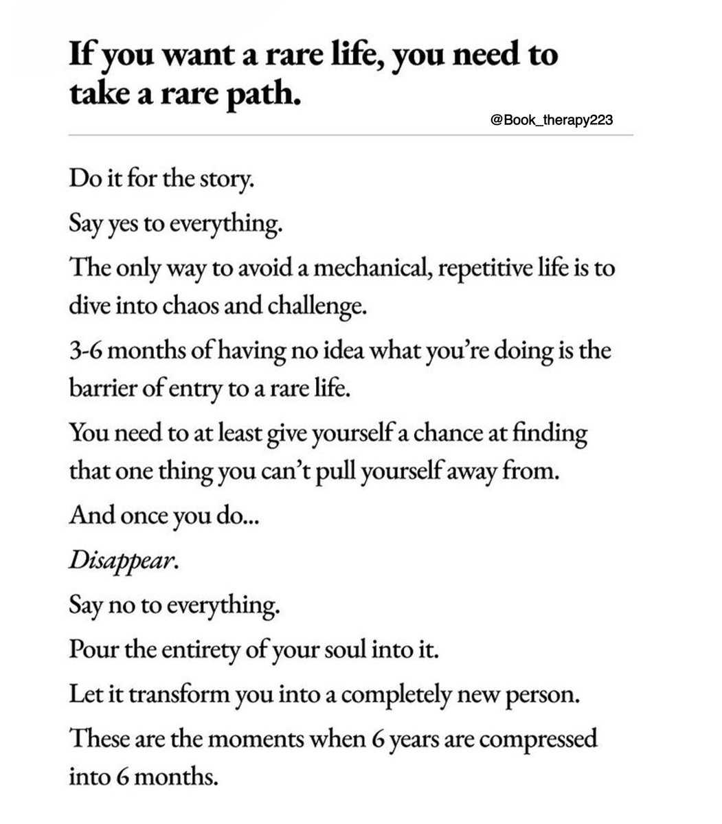 Book_therapy223's tweet photo. If you want a rare life, you need to take a rare path. https://t.co/4pB5uqxy1r
