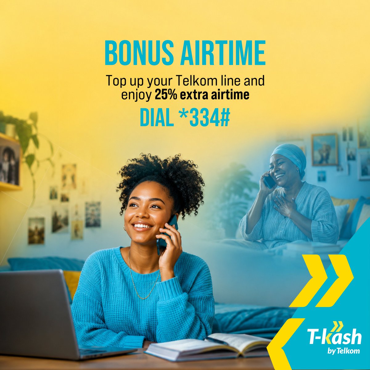 TelkomKenya's tweet photo. Enjoy the convenience of T-kash when buying airtime, anytime, anywhere.

Plus, get 25% extra airtime when you top up with T-kash! 🎁🔥

Dial *334# from your T-kash line and top up today. https://t.co/jOgmEFGcgj