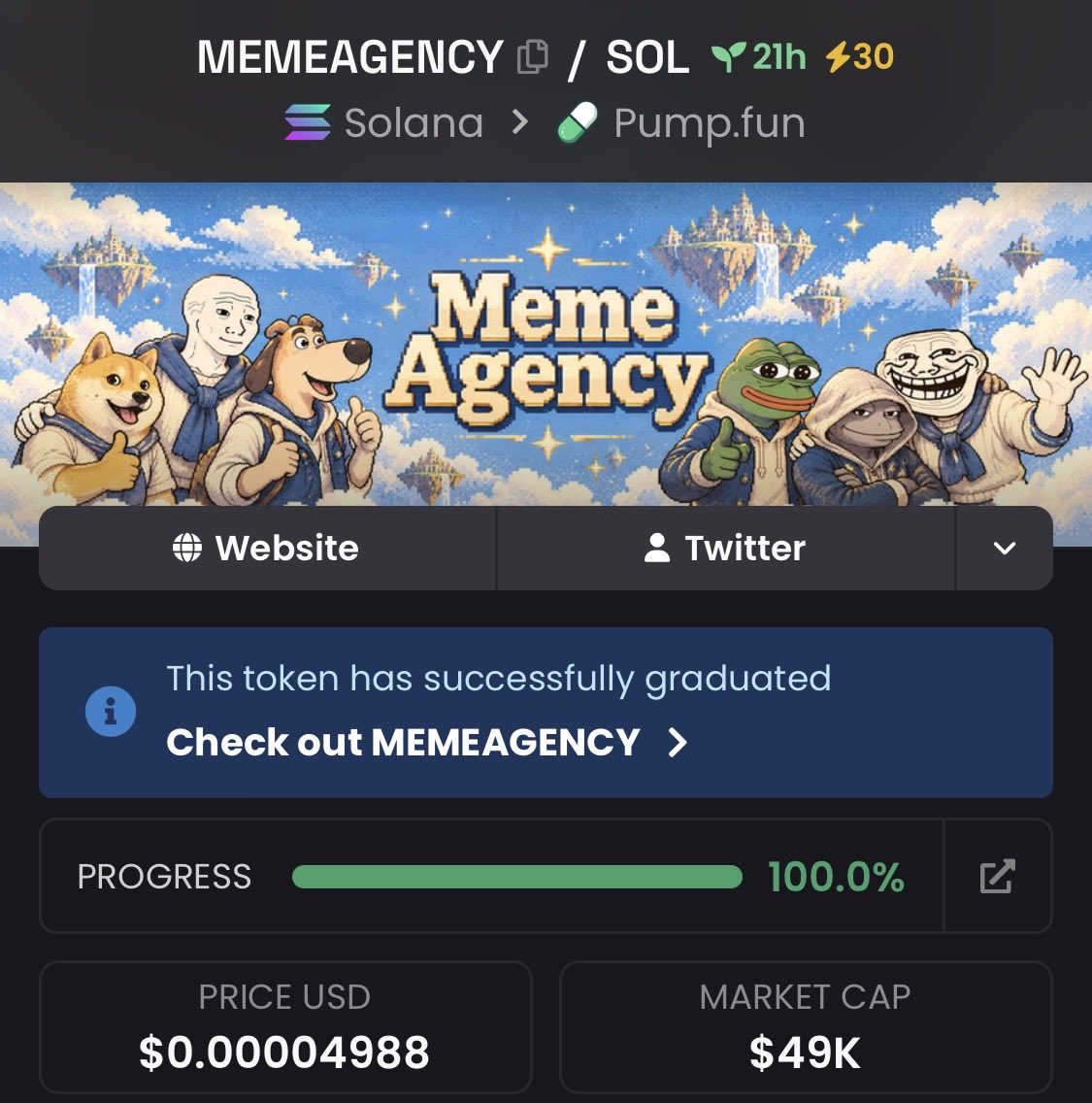 zack_zeus1's tweet photo. I spotlighted #MEMEAGENCY at a remarkable $49k market cap within my exclusive TG group.
#CryptoPump #Crypto #Altseason #Solana #AltcoinAlert https://t.co/EXxO64WPxS