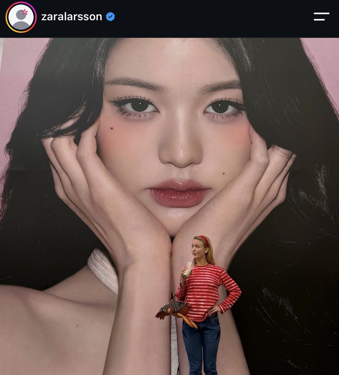 wonyoungdollz's tweet photo. Zara Larsson posting a pic on her Instagram with a Wonyoung billboard behind 🤭 https://t.co/cWxESQ6qWe